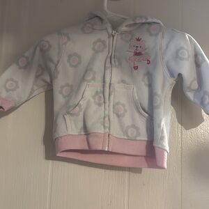 Pink and White Kids Hoodie with Cat Design